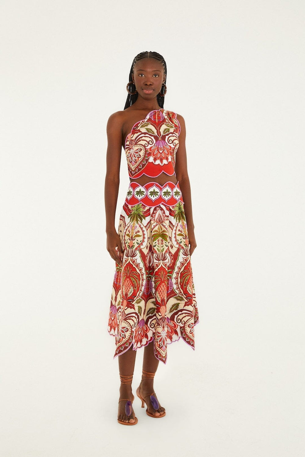 Red Odara Scallops Lenzing� Ecovero� Euroflax� One-Shoulder Top