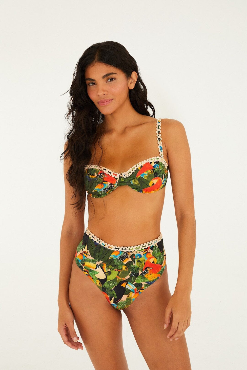 Green Bird Leaves Underwire Bikini Top