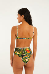 Green Bird Leaves Underwire Bikini Top