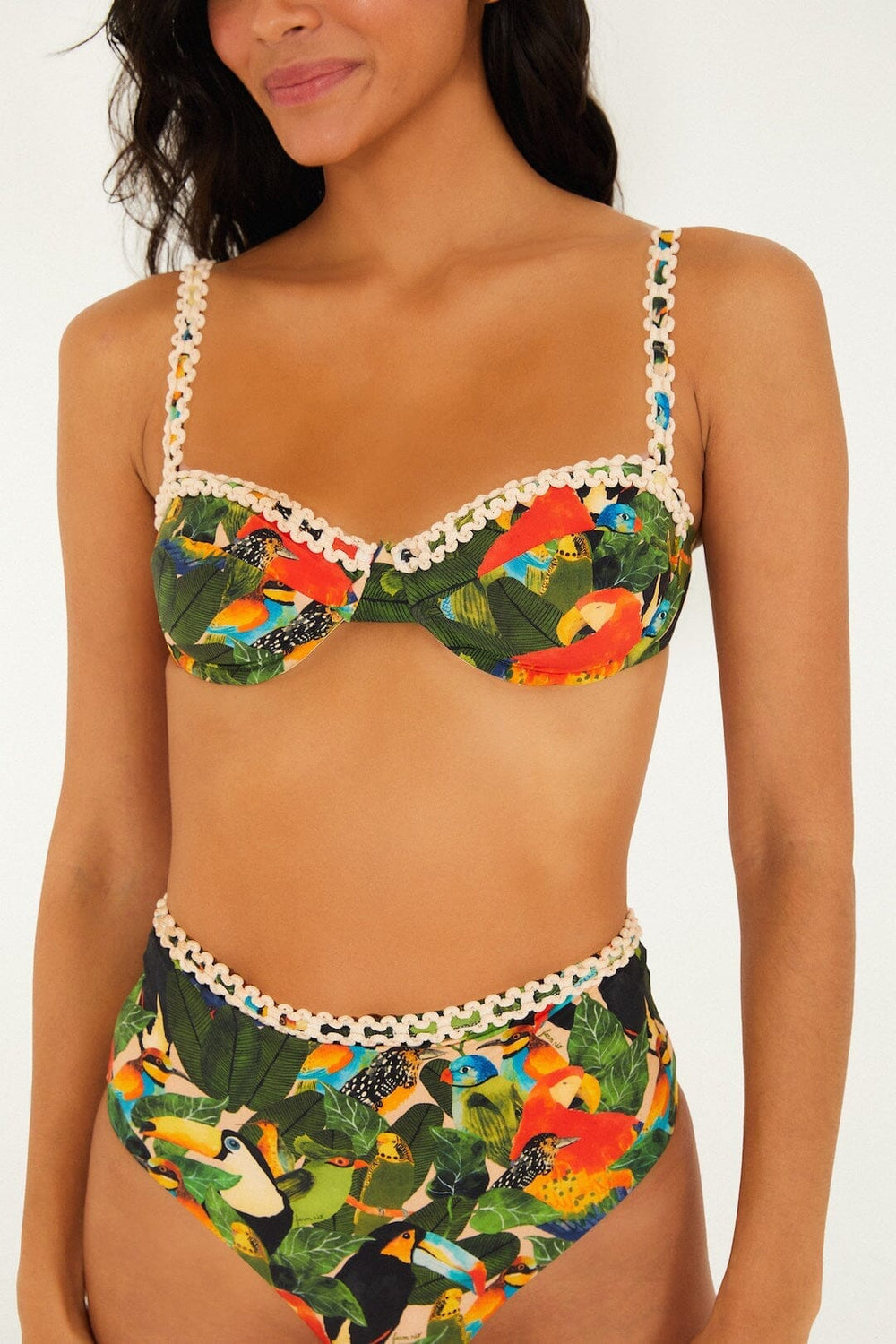Green Bird Leaves Underwire Bikini Top