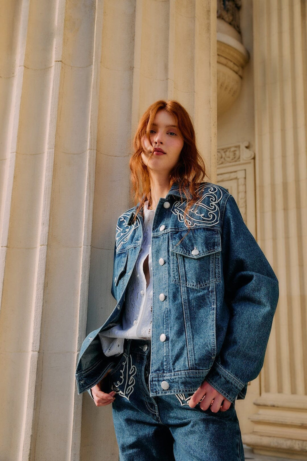 Denim Cornely Buttoned Embroidered Jacket