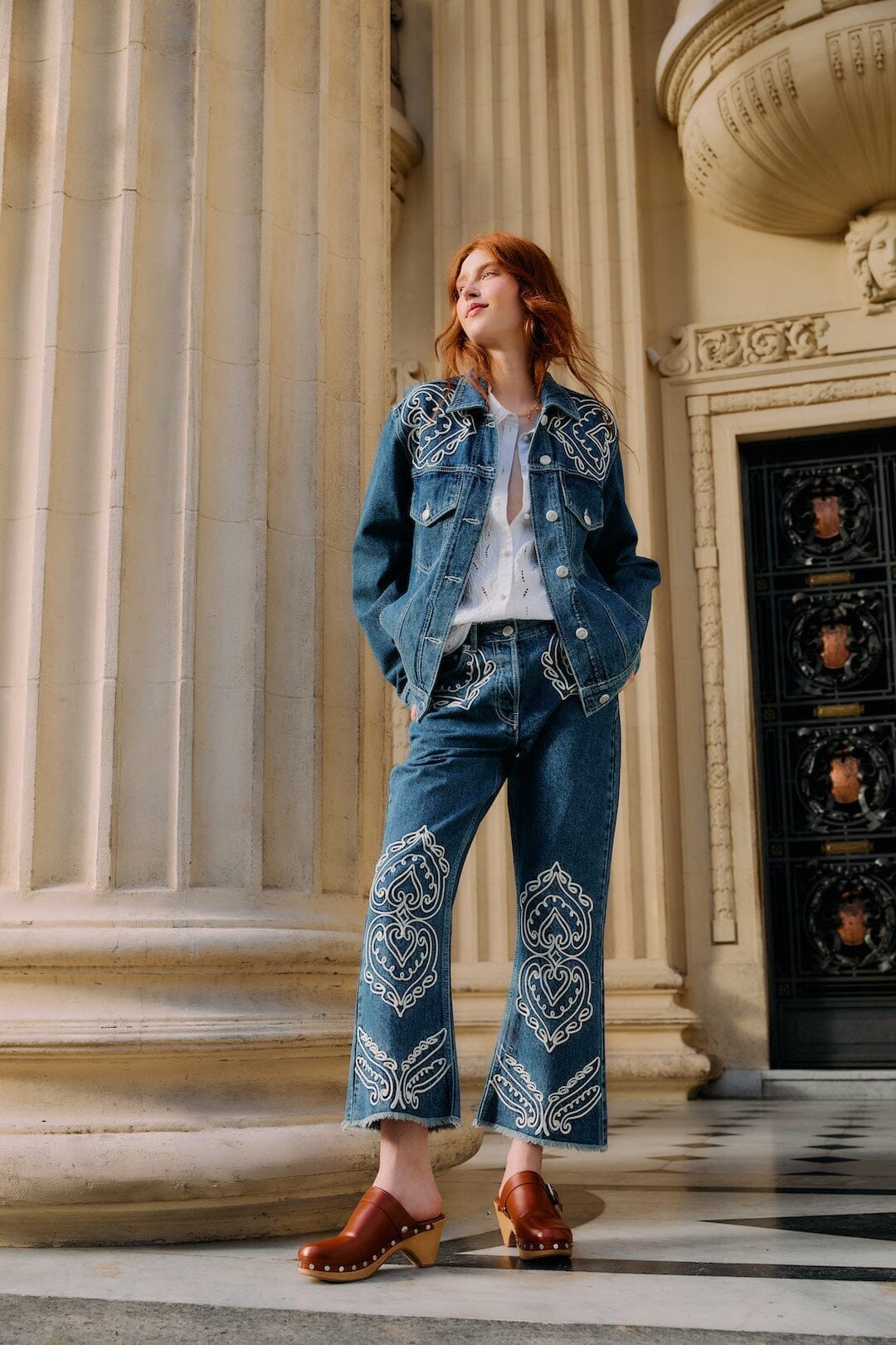 Denim Cornely Buttoned Embroidered Jacket