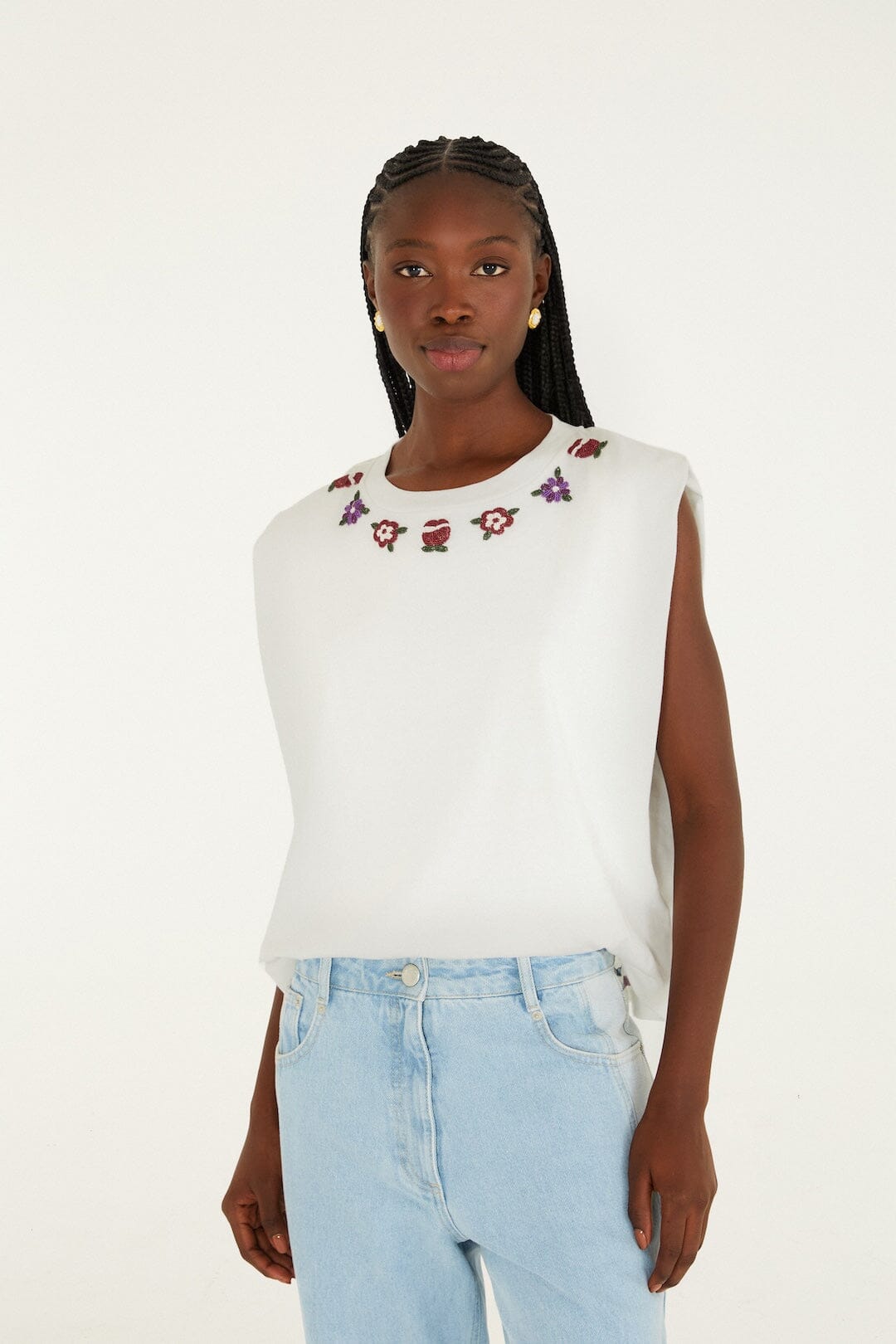 Off-White Beaded Flowers T-Shirt