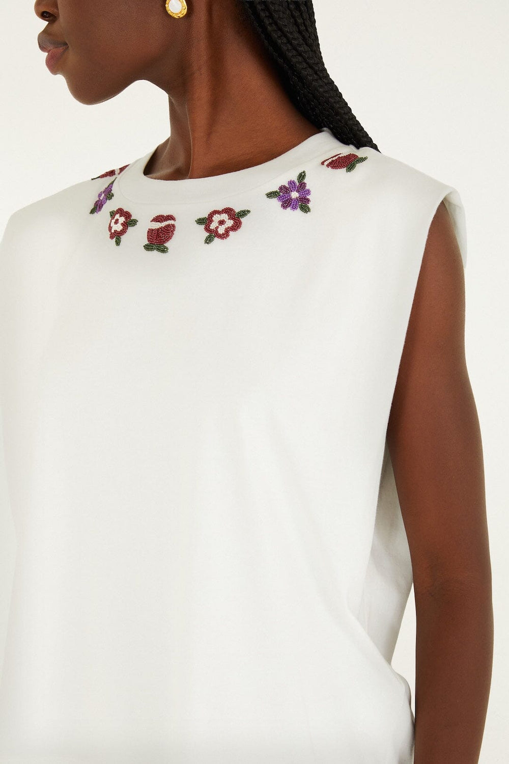 Off-White Beaded Flowers T-Shirt