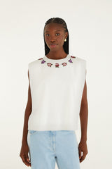 Off-White Beaded Flowers T-Shirt