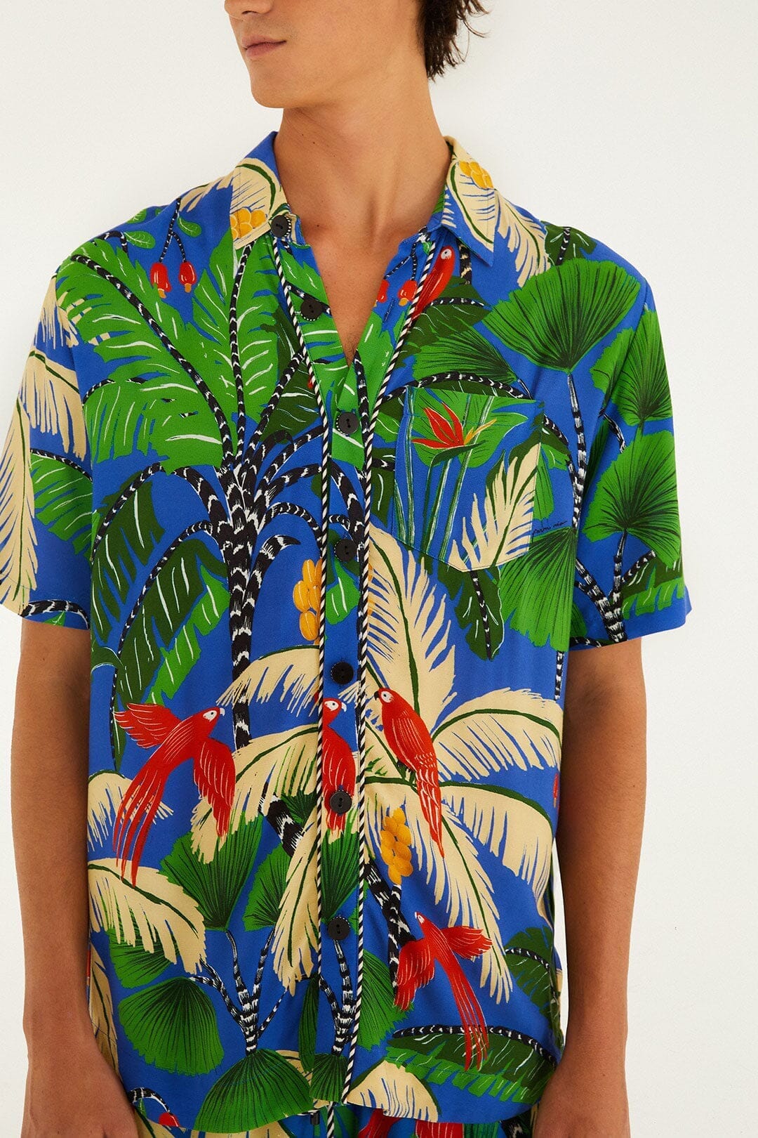 Blue Tropical Island Short Sleeve Lenzing™ Ecovero™ Viscose Shirt