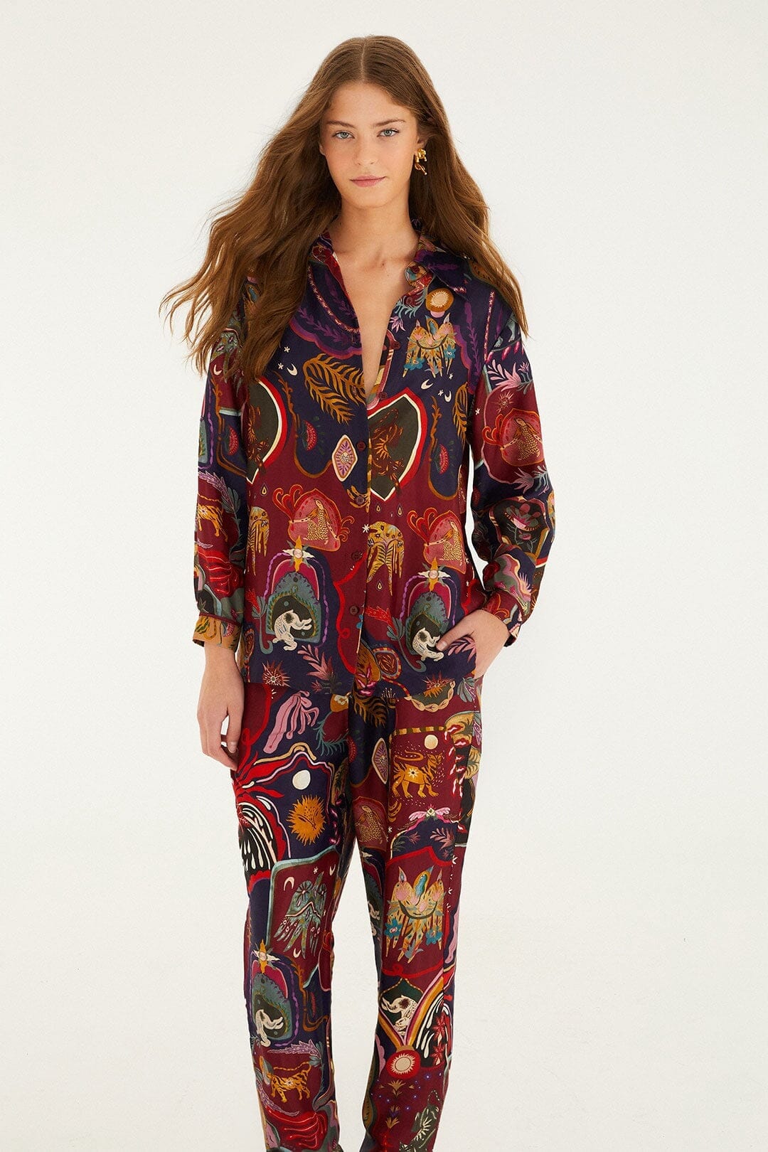 Multicolor Artsy Surreal Land Lenzing� Ecovero� Viscose Pants