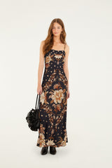 Black Majestic Garden Lenzing™ Ecovero™ Viscose Slip Maxi Dress