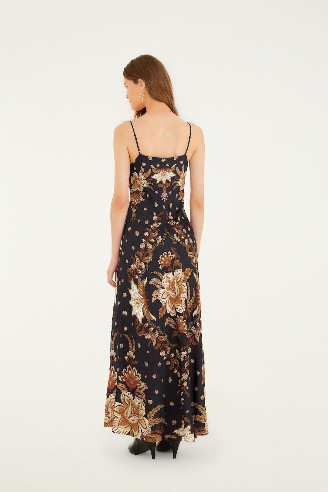 Black Majestic Garden Lenzing™ Ecovero™ Viscose Slip Maxi Dress