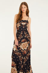 Black Majestic Garden Lenzing™ Ecovero™ Viscose Slip Maxi Dress