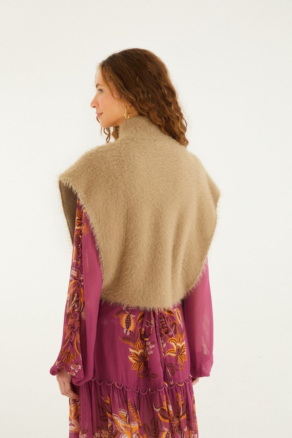 Caramel Front Zipper Sleeveless Fuzzy Vest