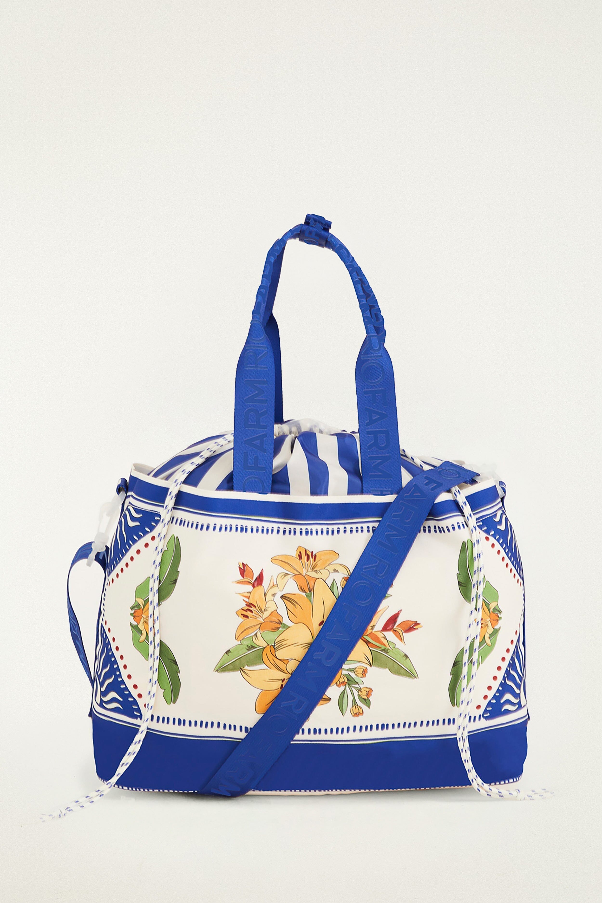 Blue Carioca Tropical Destiny Drawstring Tote Bag
