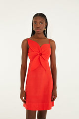 Red 3d Flower Lenzing� Ecovero� Euroflax� Mini Dress