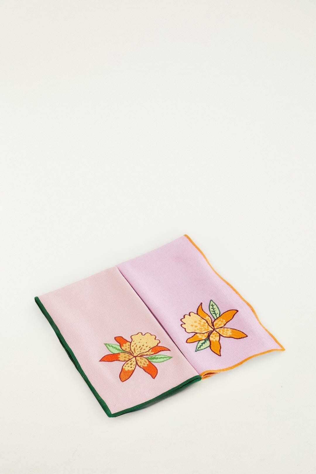 Floral Nature Embroidered Set Of 2 Cloth Napkins