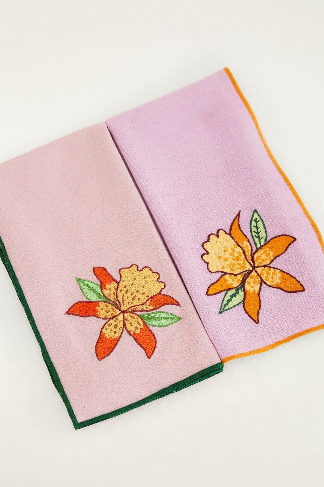 Floral Nature Embroidered Set Of 2 Cloth Napkins