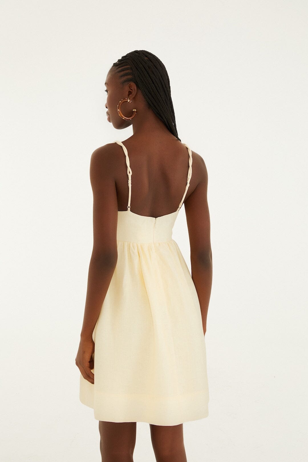 Off-White Coconut Tree Embroidered Euroflax� Premium Linen Mini Dress