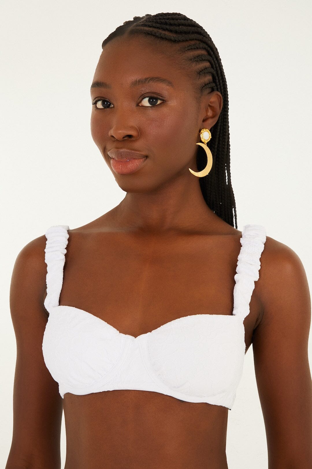 White Gerbera Daisy Underwire Bikini Top