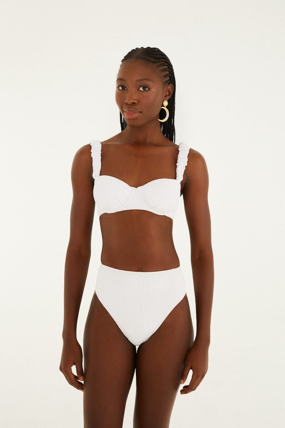 White Gerbera Daisy Underwire Bikini Top