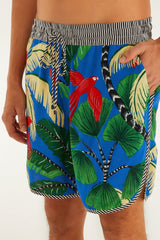 Blue Tropical Island Drawstring Lenzing™ Ecovero™ Viscose Shorts