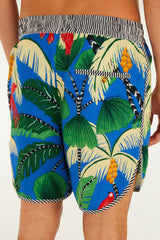 Blue Tropical Island Drawstring Lenzing™ Ecovero™ Viscose Shorts
