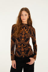 Black Cornely Ainika Ruched Waist Jersey Blouse