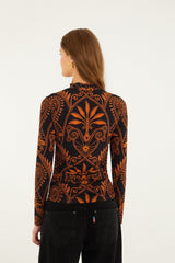 Black Cornely Ainika Ruched Waist Jersey Blouse