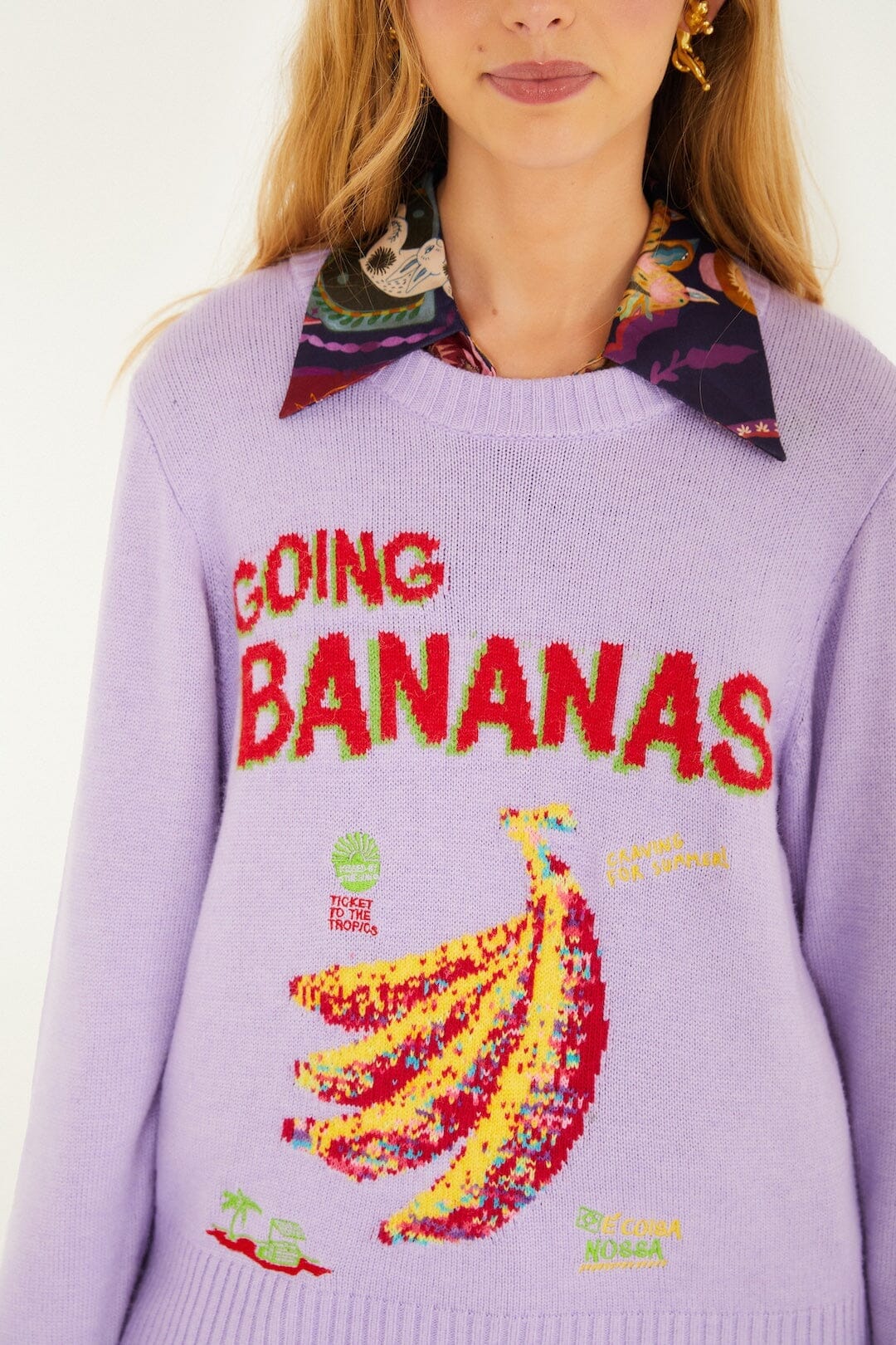 Lilac Going Bananas Knit Sweater