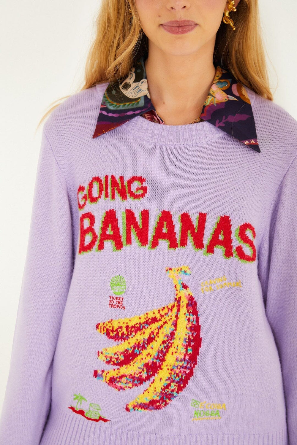 Lilac Going Bananas Knit Sweater