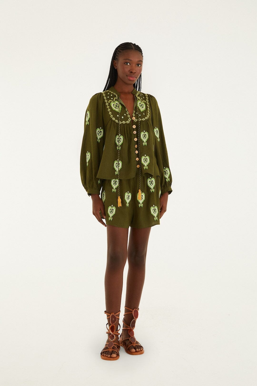 Green Heart Tapestry Embroidered Lenzing� Ecovero� Euroflax� Shorts