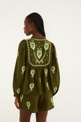 Green Heart Tapestry Embroidered Lenzing� Ecovero� Euroflax� Shorts