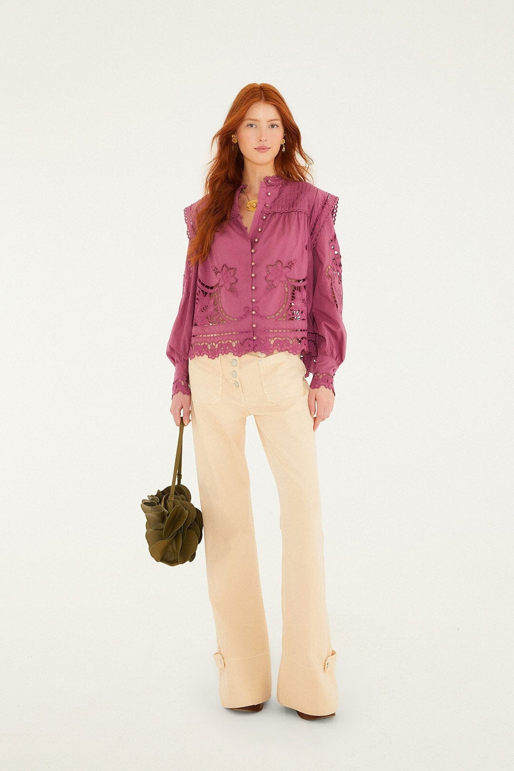 Light Pink Buttoned Flare Pants