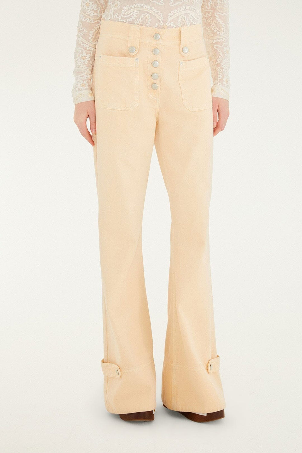 Light Pink Buttoned Flare Pants