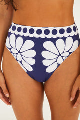Blue Palermo High Waist Full Bikini Bottom
