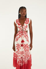 Sand Guanacaste Cut-Out Waist Sleeveless Midi Dress