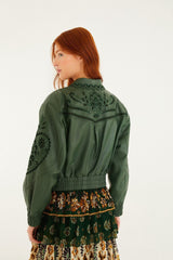 Green Richelieu Heart Leather Jacket